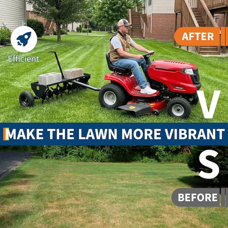 48 in Tow Behind Core Aerator, Pull Behind Plug Aerator for Grass Yard Clay Soil