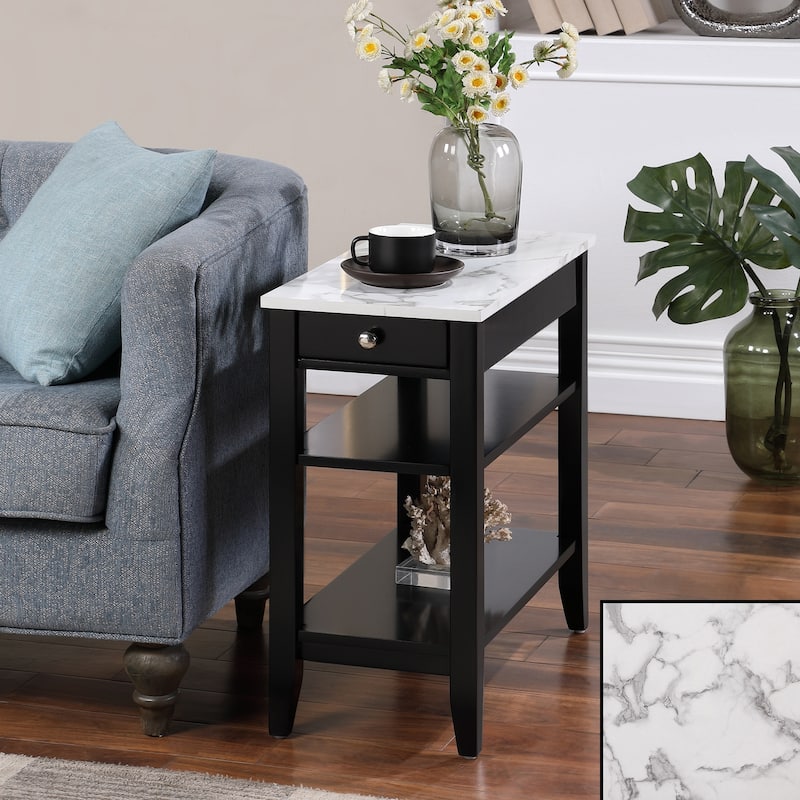 Chairside End Table with One Drawer and Multiple Shelves, Transitional Accent Side Table with Ample Storage for Living Room