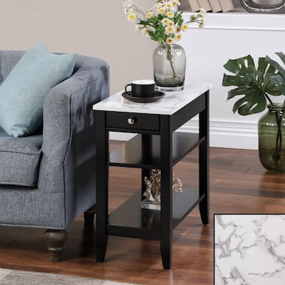 Chairside End Table with One Drawer and Multiple Shelves, Transitional Accent Side Table with Ample Storage for Living Room