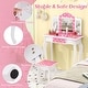 preview thumbnail 50 of 53, Costway Kids Vanity Table & Stool Set with Cute Polka Dot Print - See Details