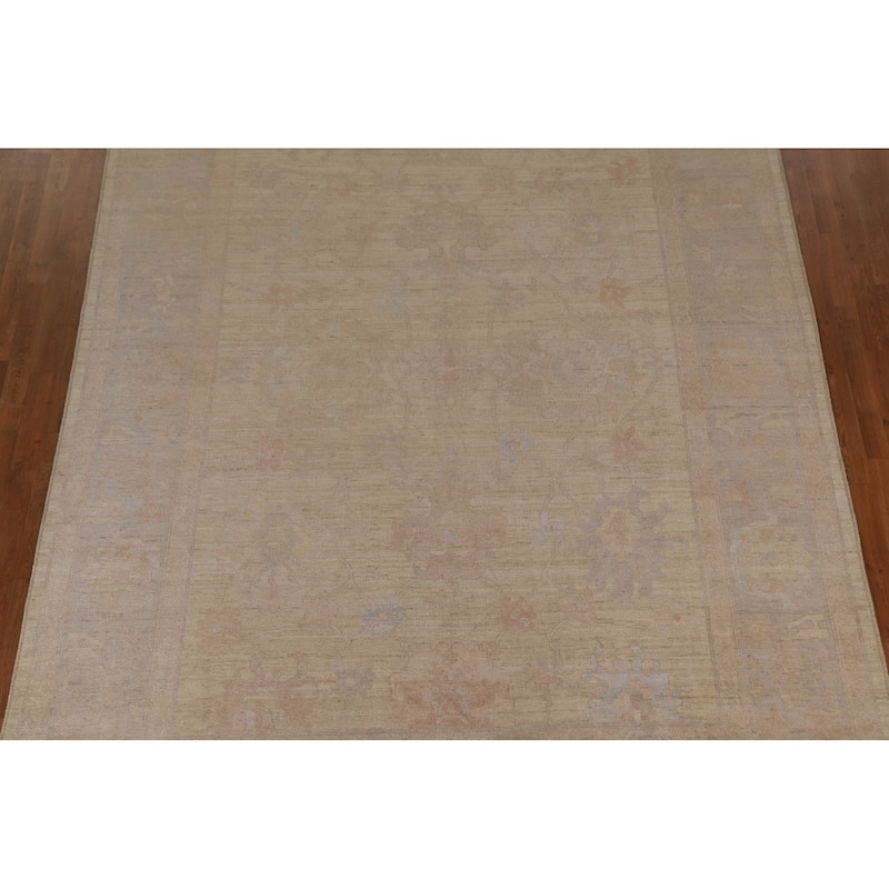 Floral Oushak Turkish Area Rug Handmade Oriental Yellow Wool Carpet - 9'0"x 11'11"