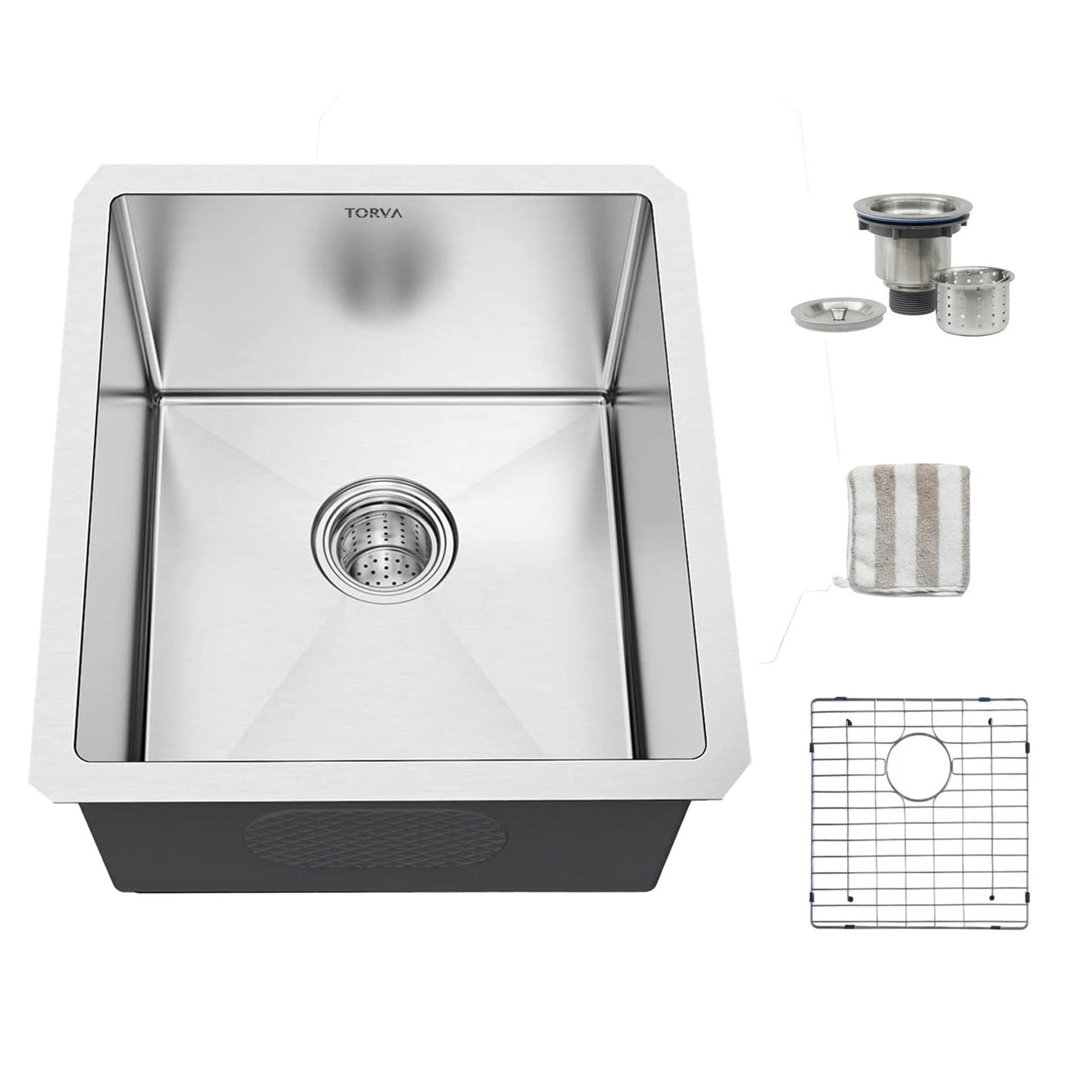 Stainless Steel Wet Bar Prep Sinks Single Bowl Kitchen Sink 13 x 15 x
