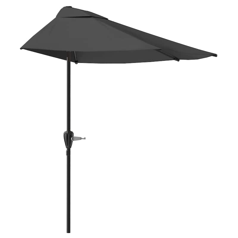 Half Umbrella Outdoor Patio Shade - 9 ft Patio Umbrella with Easy Crank by Pure Garden (Gray)