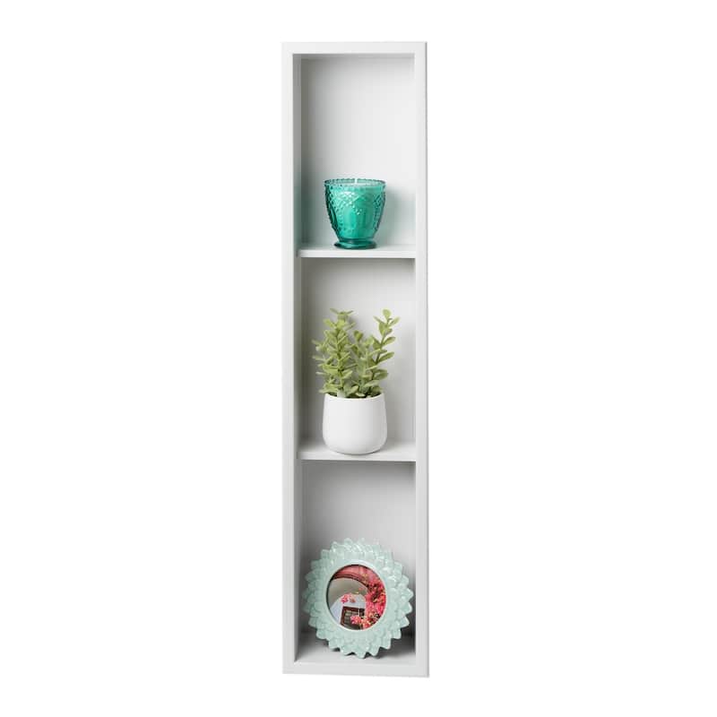 ALFI brand 8" x 36" White Matte Stainless Steel Vertical Triple Shelf Bath Shower Niche