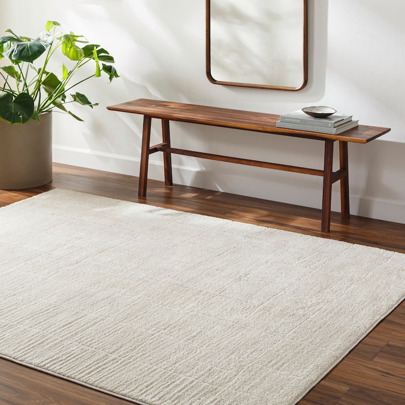 Livabliss Freud Modern Abstract Grid Area Rug - 6'7" x 9' - Cream