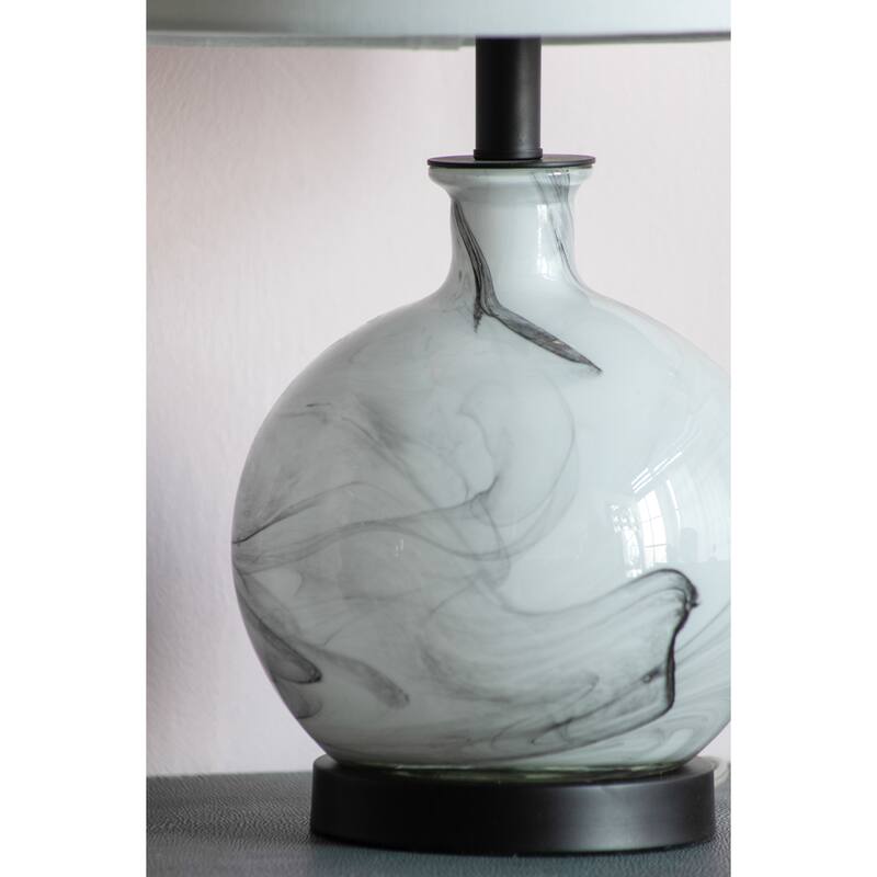 14x14x23" White And Grey Glass Table Lamp