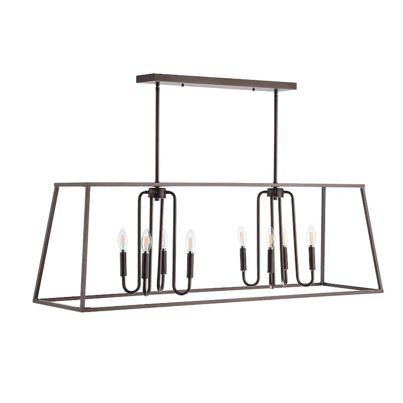 SAFAVIEH Lighting Nural 8-light Pendant - 49"x14"x24-54" - Oil Rubbed Bronze (Black) - 49Wx14Dx54H