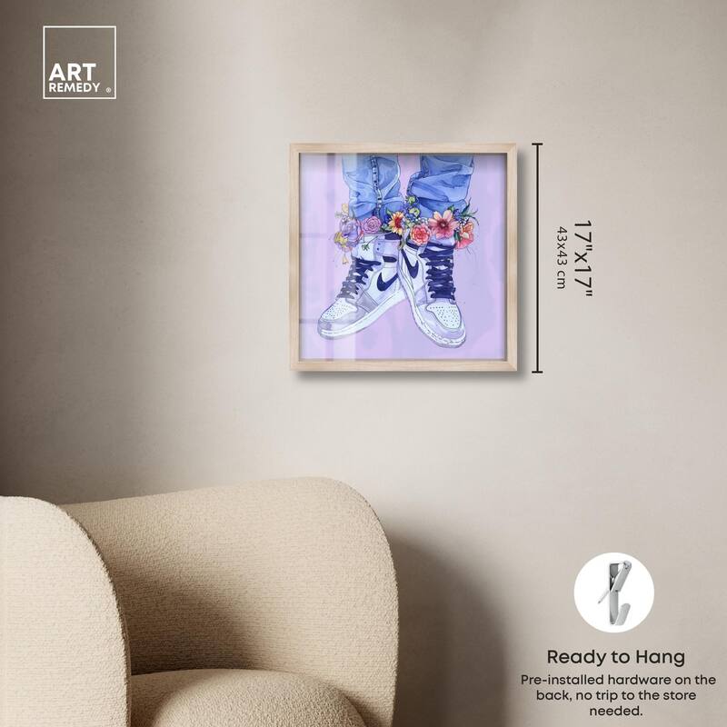 Lilac Floral Bloom Sneakers Shadowbox by Art Remedy