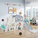 preview thumbnail 3 of 37, 7-in-1 Toddler Slide Set - Spaceship Playset with Slide, Arch Tunnel, Basketball Hoop, and Toy Storage Grey+White