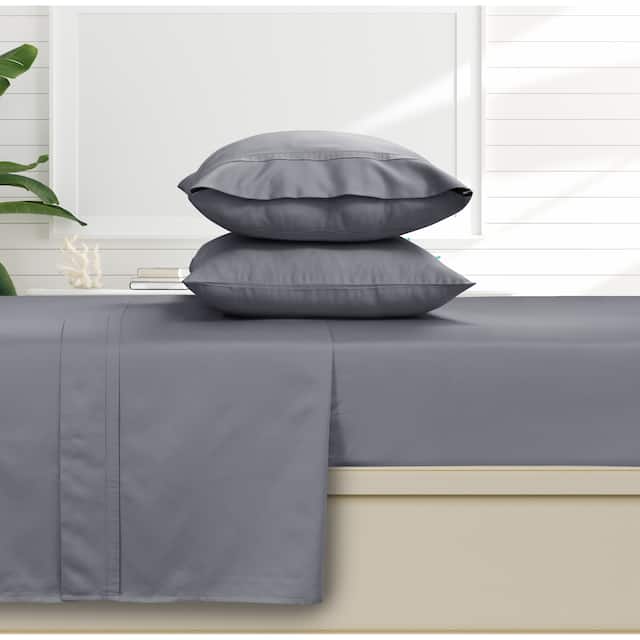 Egyptian Cotton 500 Thread Count Extra Deep Pocket Solid Bed Sheet Set - Queen - Grey