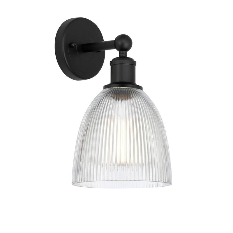 Innovations Lighting 616-1W-12-6 Castile Sconce Castile 12" Tall Wall - Matte Black / Clear
