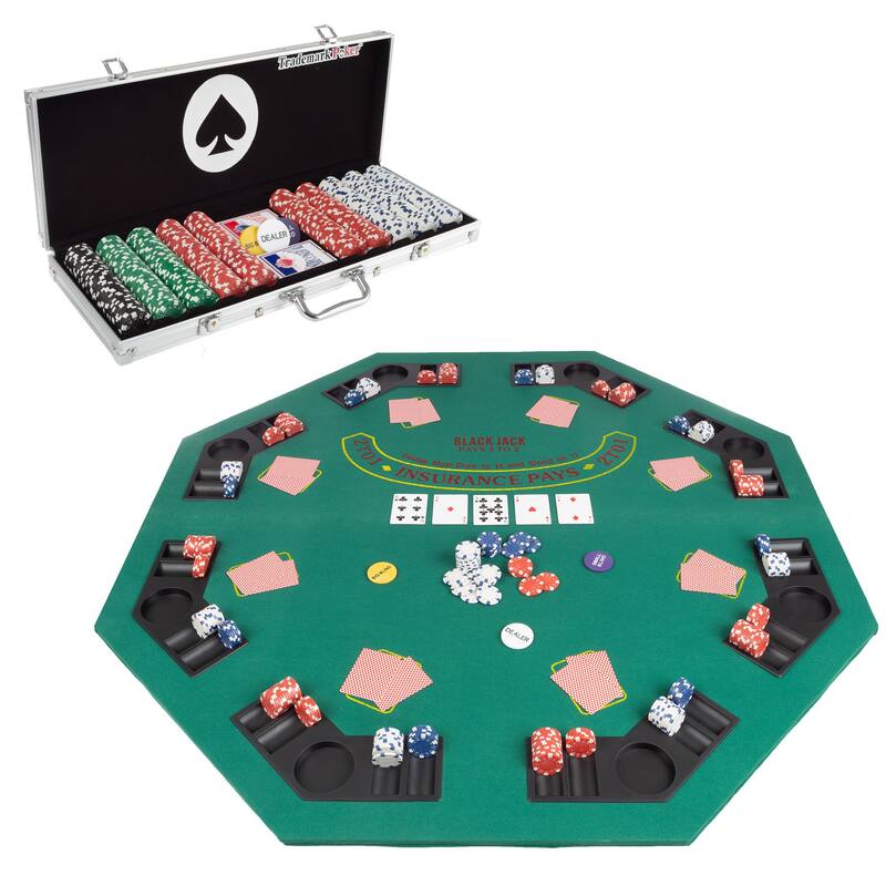 48-Inch Poker Table Top and 500 Chips Set - Foldable Topper - Multi