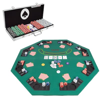 48-Inch Poker Table Top and 500 Chips Set - Foldable Topper
