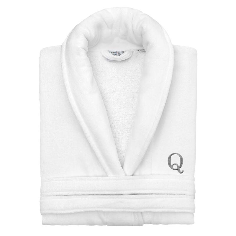 Authentic Hotel and Spa 100% Turkish Cotton Personalized Unisex Anovia Velour Bathrobe - Grey Block Font - Large/XLarge - Q