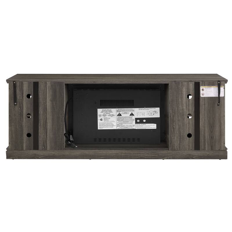 Fireplace TV Stand with 23" Electric Fireplace, Faux Stacked Stone Surround Media Cabinet TV Console for TVs up to 75"
