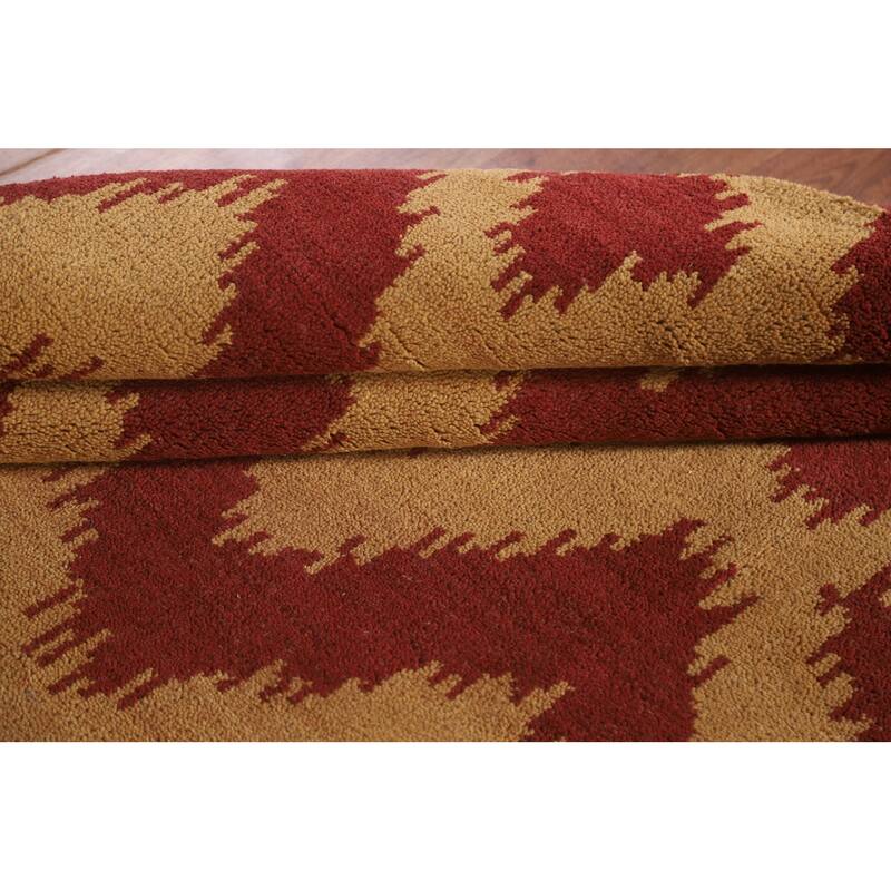 Hand Knotted Oriental 100% Wool Carpet Modern All-Over Yellow & Gold Gabbeh Area Rug - 8' 0'' X 5' 2''