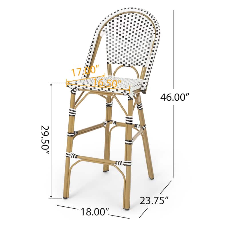 Kinner Outdoor French Barstools (Set of 2) by Christopher Knight Home