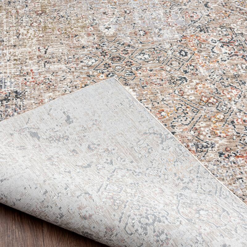 Earth Tones/Pewter Transitional Area Rug