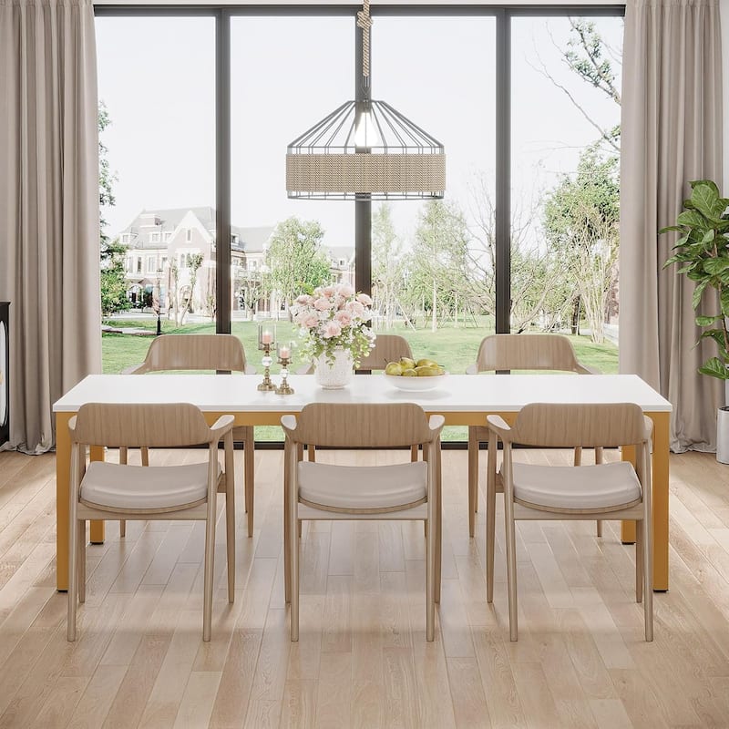 78.7" Rectangular Dining Table, Wood Kitchen Table for Home, Restaurant, Cafe, Office, Apartment, Bakery