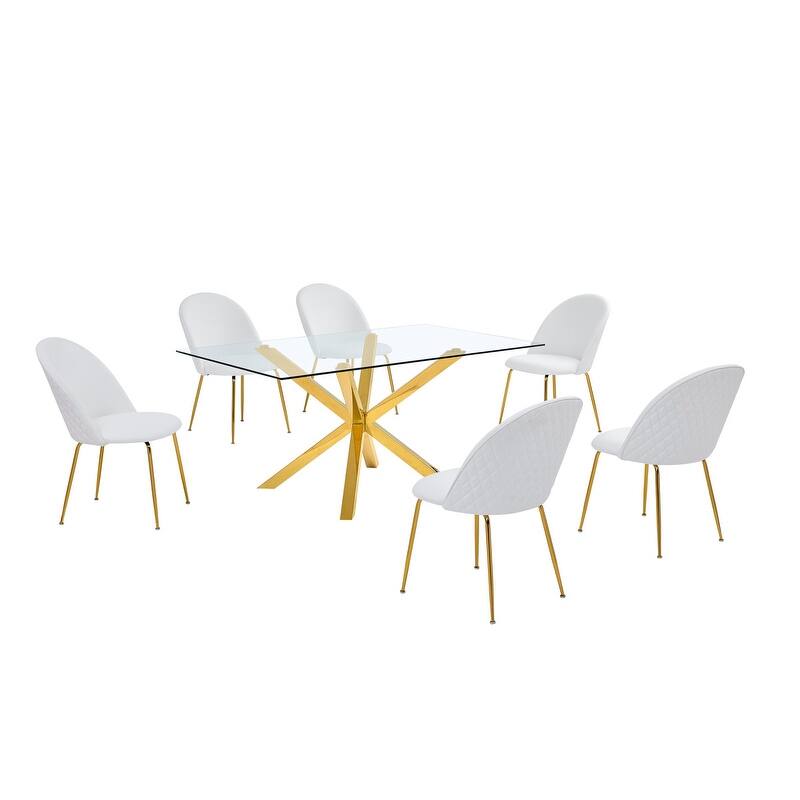 Best Quality Furniture Contemporary Glass 7-pc Dining Set