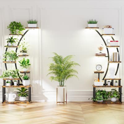 (2PCS) Indoor Plant Stand With Grow Lights, 9-Tier Metal Plant Shelf,Multi-Plant Indoor Stand, Large Plant Display Rack Shelves.