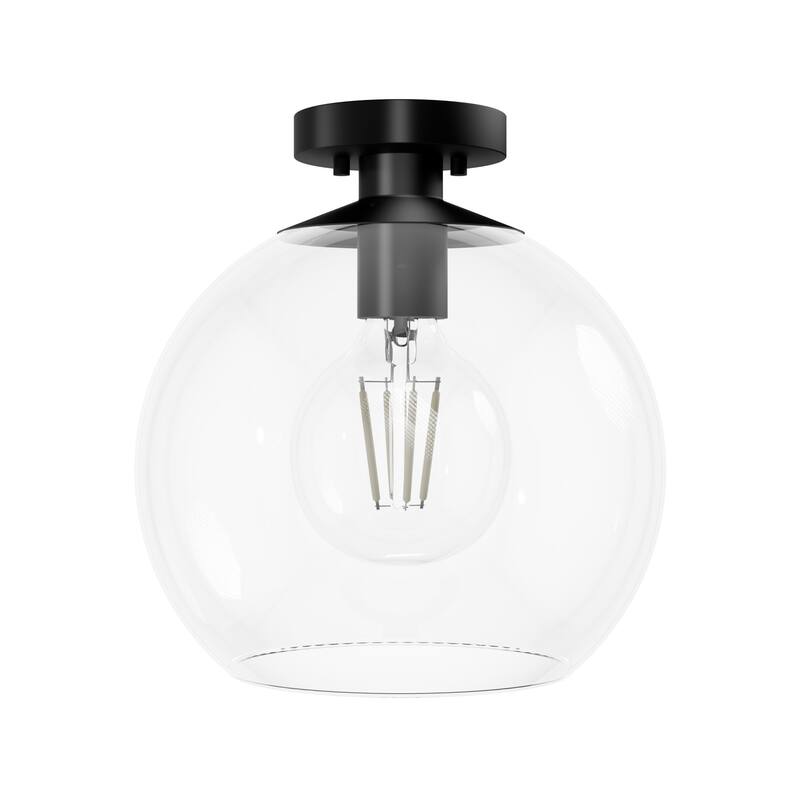 Hunter Xidane 1 Light Clear Glass Pendant or Semi-Flush Light - Kitchen Island, Dining Room, Entry - Glam, Contemporary