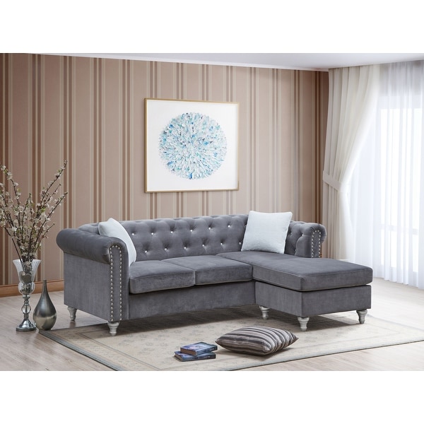 Velvet tufted sofa online with chaise