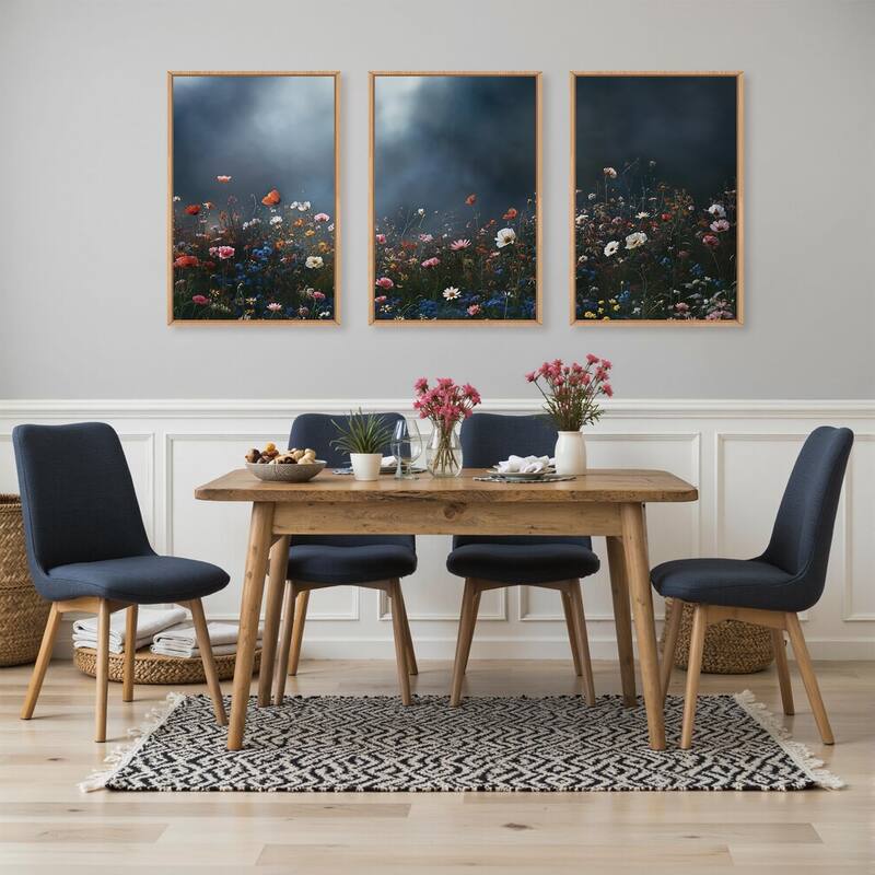 Abstract Dark Wall Decor,Wildflower Botanical Landscape Wall Painting