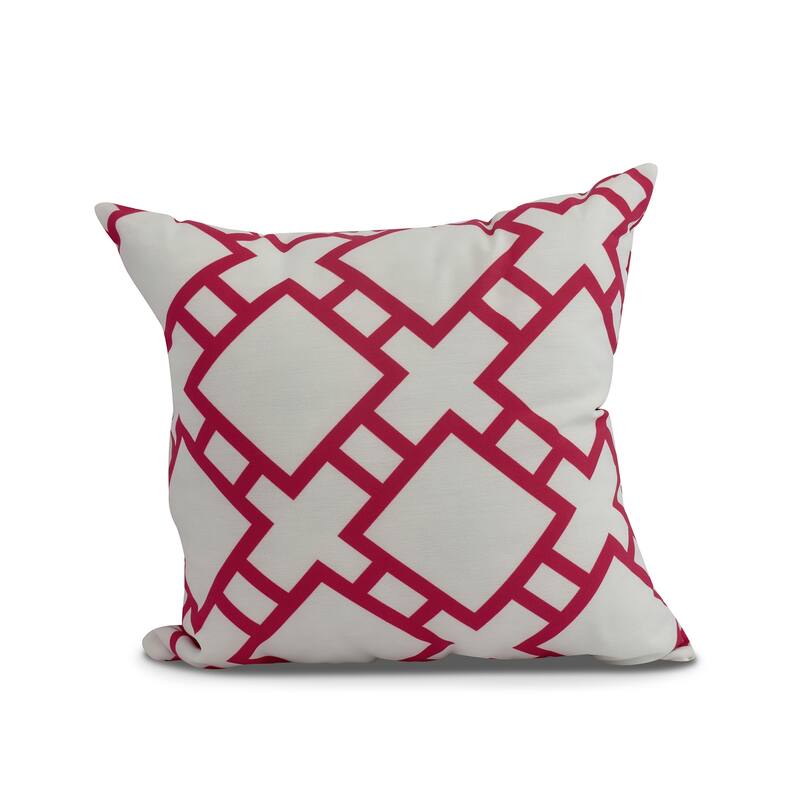 18 x 18 Inch Square in St. Louis Geometric Print Outdoor Pillow - Fucshia