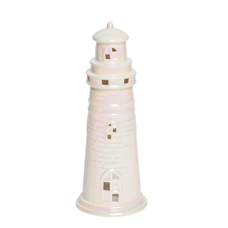 Traditional Lighthouse Figure Figurine - White