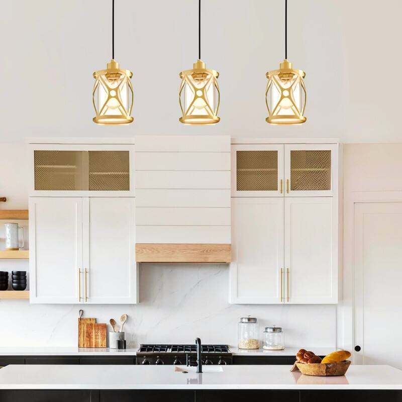 2 Pack island lights gold dining room lighting glass, metal pendant lights