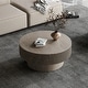 preview thumbnail 14 of 97, Modern Solid Wood Veneered Round/Oval Coffee Tea Table with Storage.