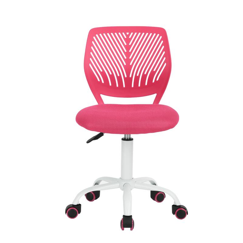 HomyLin Armless Swivel Kids Desk Chair with Mesh Padded Seating - Pink