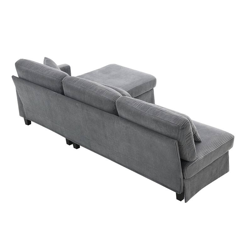 Modern L-shaped Corduroy Sofa with Reversible Chaise,4-seat