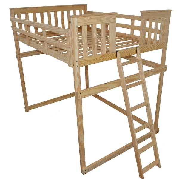 slide 1 of 17, Pine Full Mission Loft Bed with End Ladder