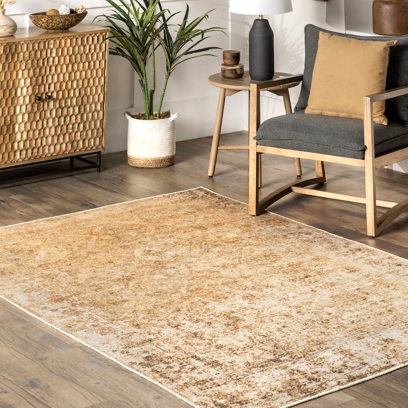 Nuloom Harlow SpinClean Printed Faded Vintage Flatweave Area Rug