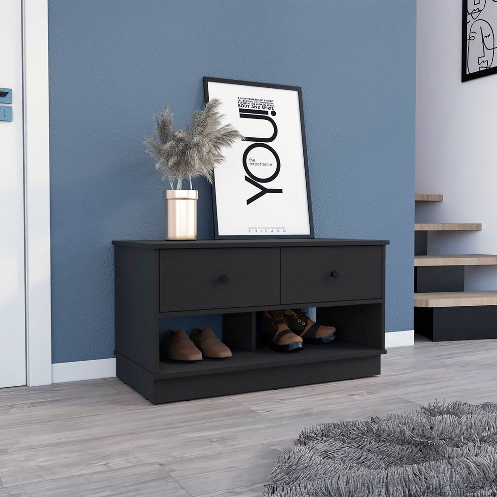 Rectangle Shoe Bench with Shelves & Drawers