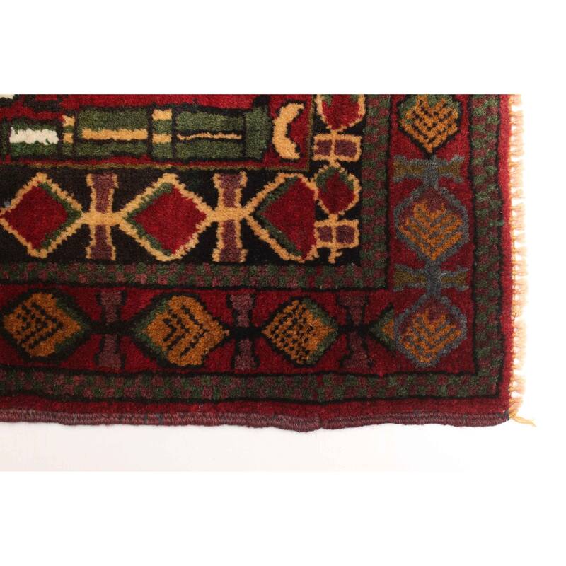 ECARPETGALLERY Hand-knotted Teimani Dark Red Wool Rug - 2'7 x 3'7