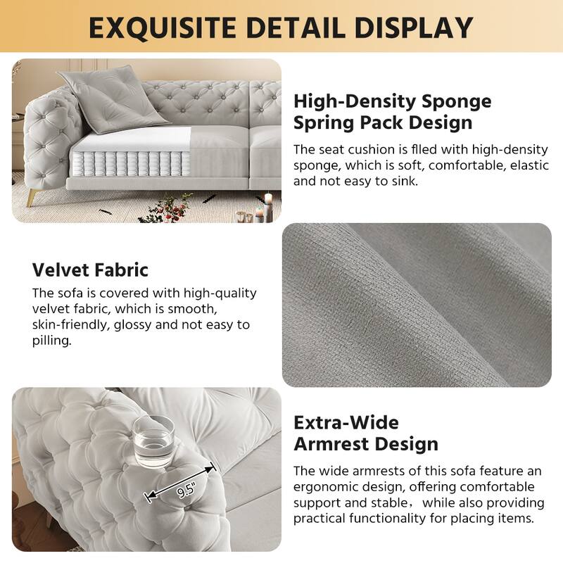 GDFStudio - Velvet 97.7" 3-in-1 Convertible Sleeper Sofa with Pull-Out Bed