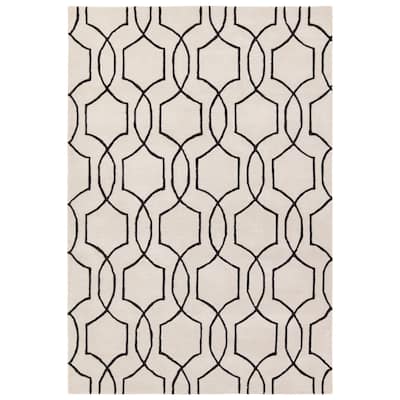 Quarath Handmade Geometric Cream/Black Area Rug