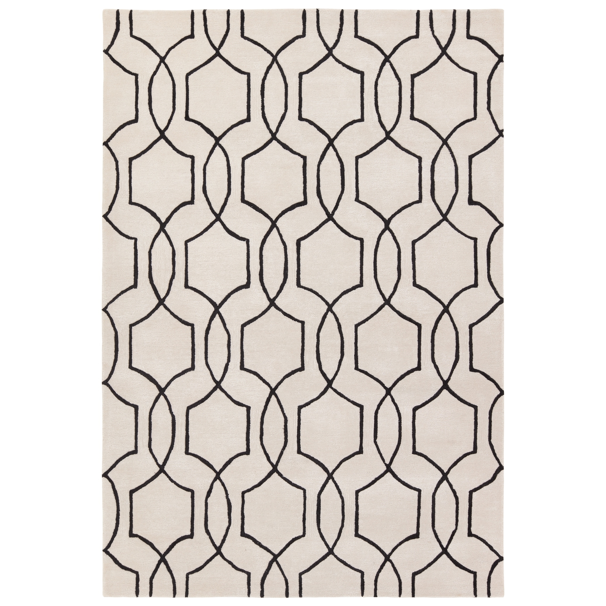 Quarath Handmade Geometric Cream/Black Area Rug