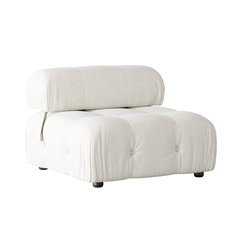 Armless Single Sofa Velvet Living Room Chair - Beige