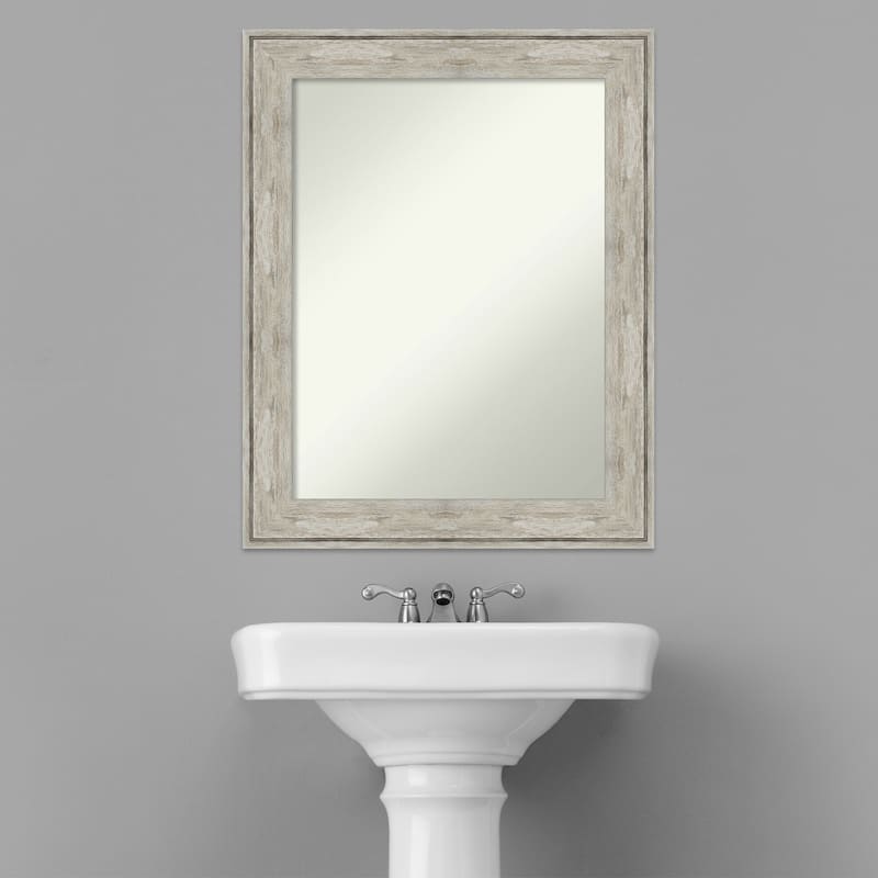 Non-Beveled Bathroom Wall Mirror - Crackled Metallic Frame