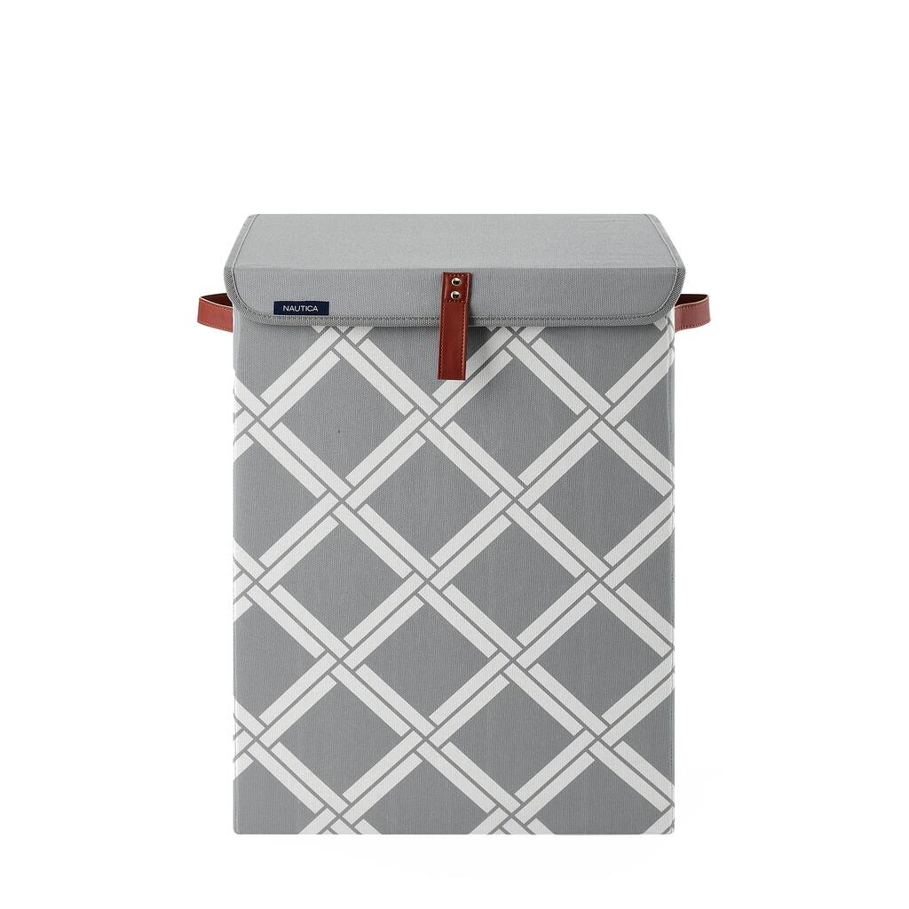 Nautica Foldable Hamper with Lid - Grey Box Weave
