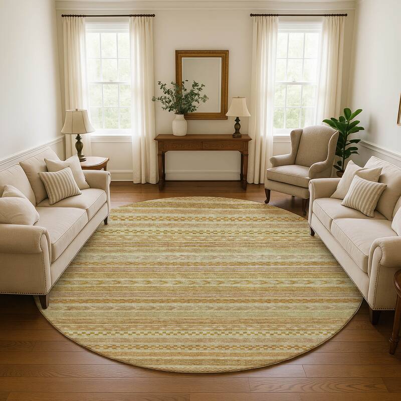 Premium Washable Super Soft Boho Stripes Mayfield Rug - Salmon - 8' x 8'