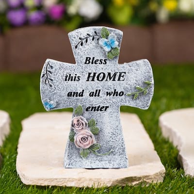 Bless This Home and All Who Enter Cross Statue - 6.75"
