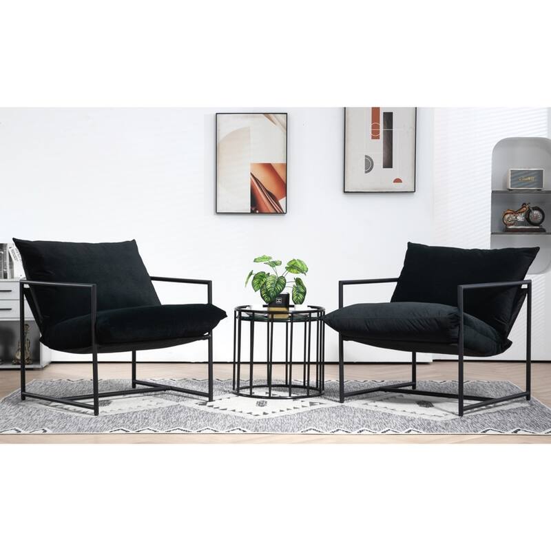Modern Textured Velvet Sling Accent Chair