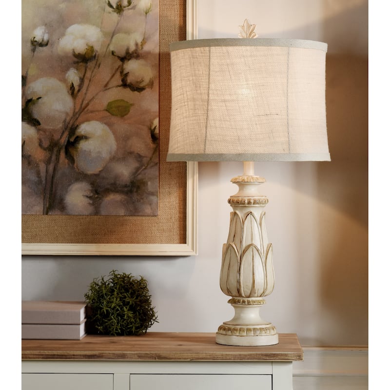 Antique Cream - Traditional Table Lamp - Cream Finish - Beige Shade