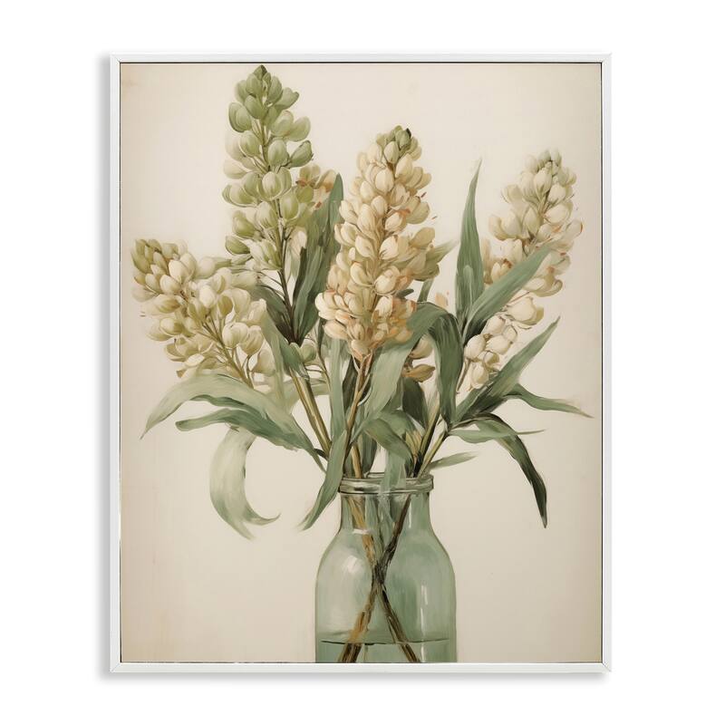 Stupell Country Botanicals in Green Jar Framed Giclee Art Design By Arlington Prints - 16 x 20 - White