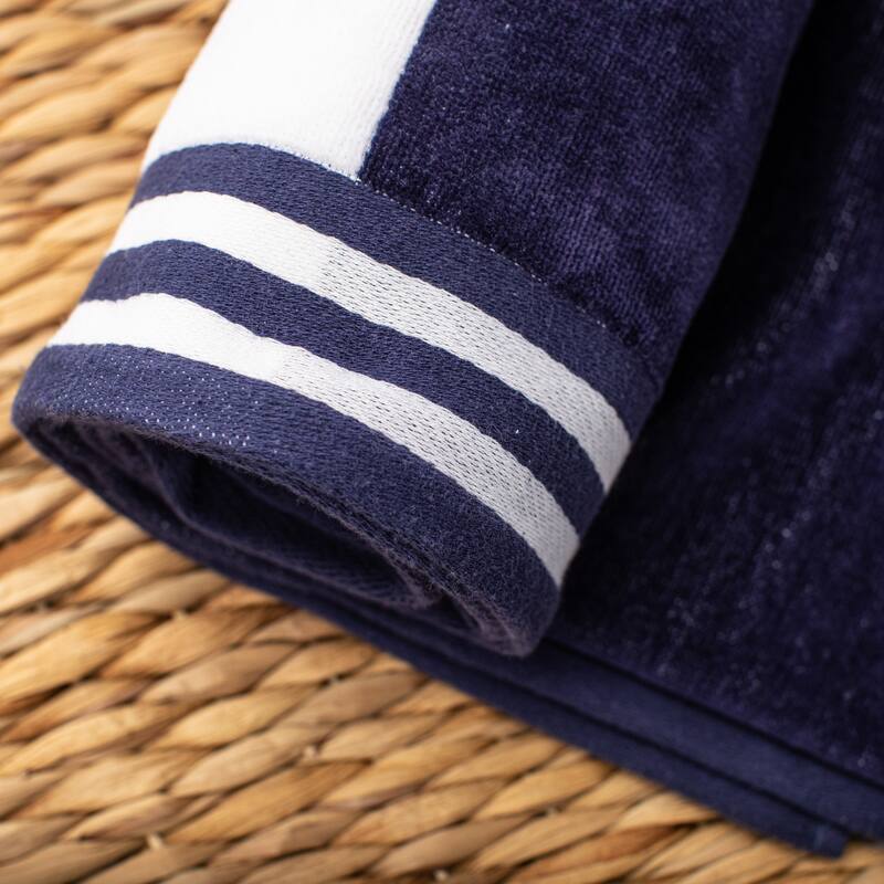 Superior Cabana Stripe Oversized Cotton Beach Towel (Set of 2)